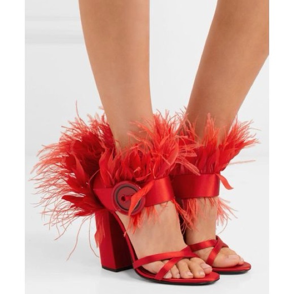 Prada orange feathers sandals - Picture 4 of 5